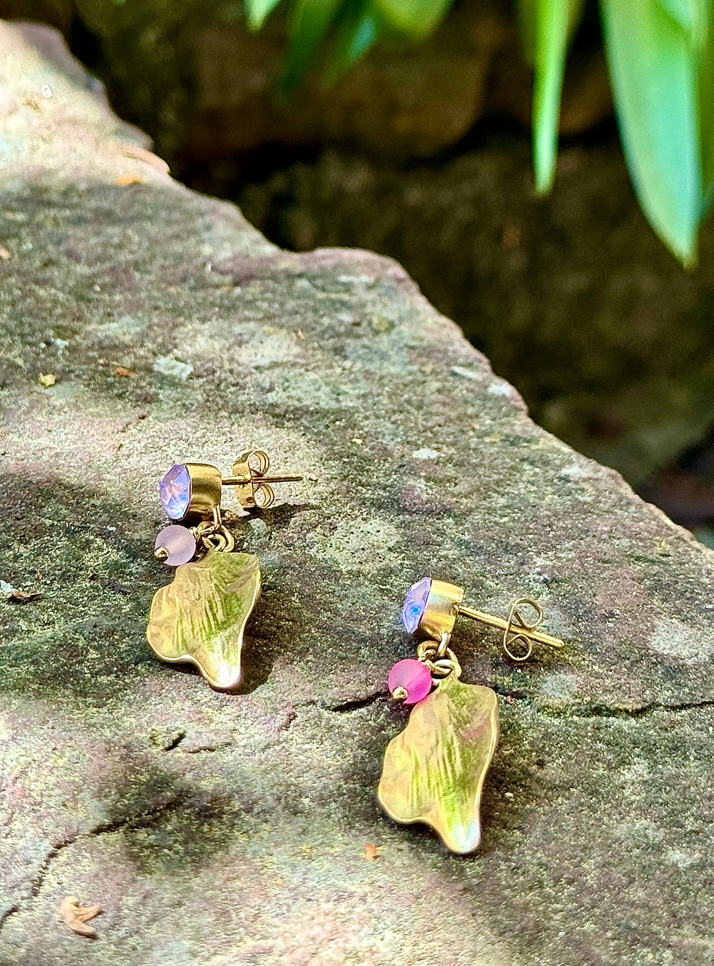 Boucles d’oreilles Doux Matin - plaqué or et cristal