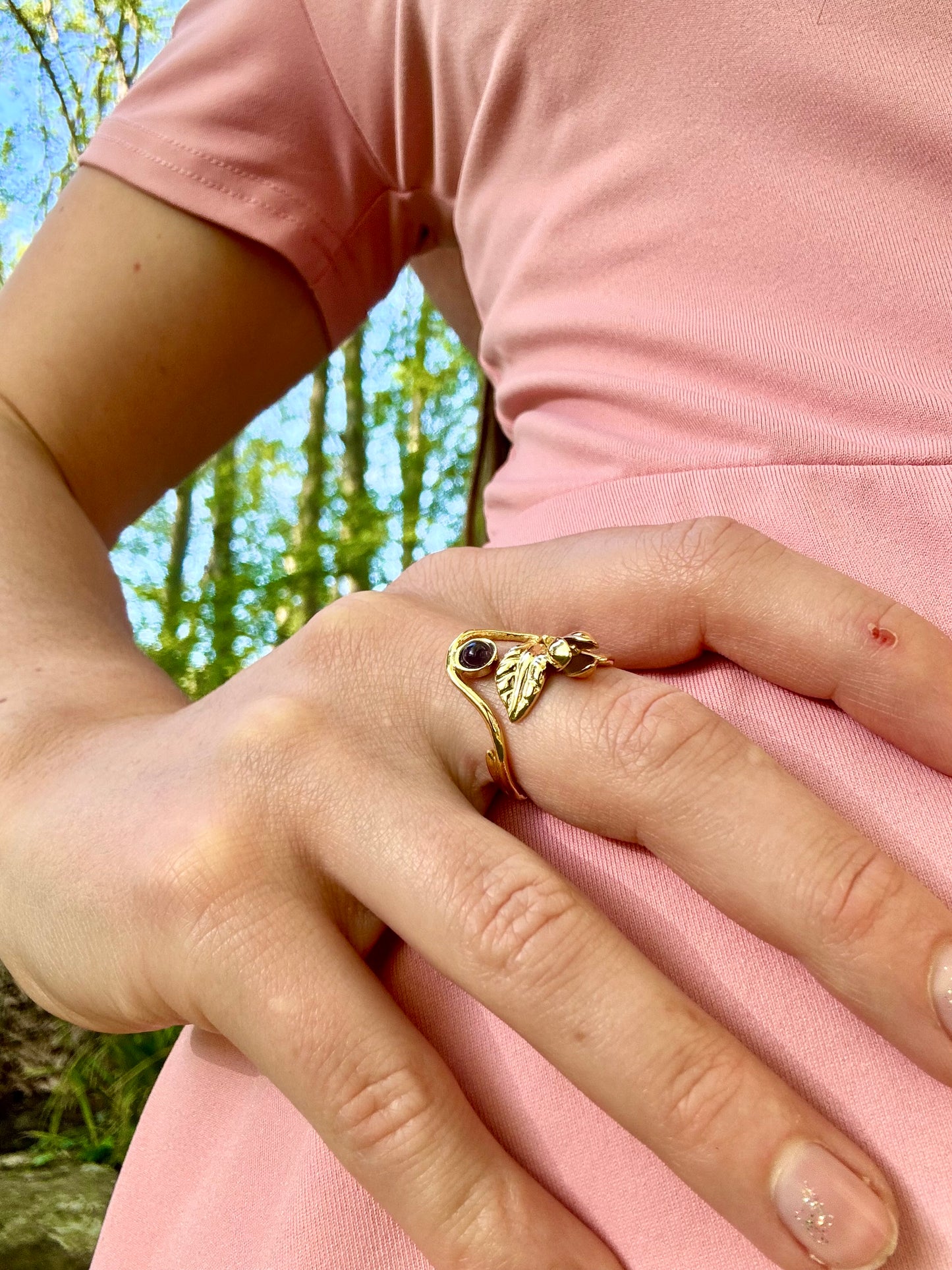 Bague Crocus Sauvage - plaqué or et améthyste