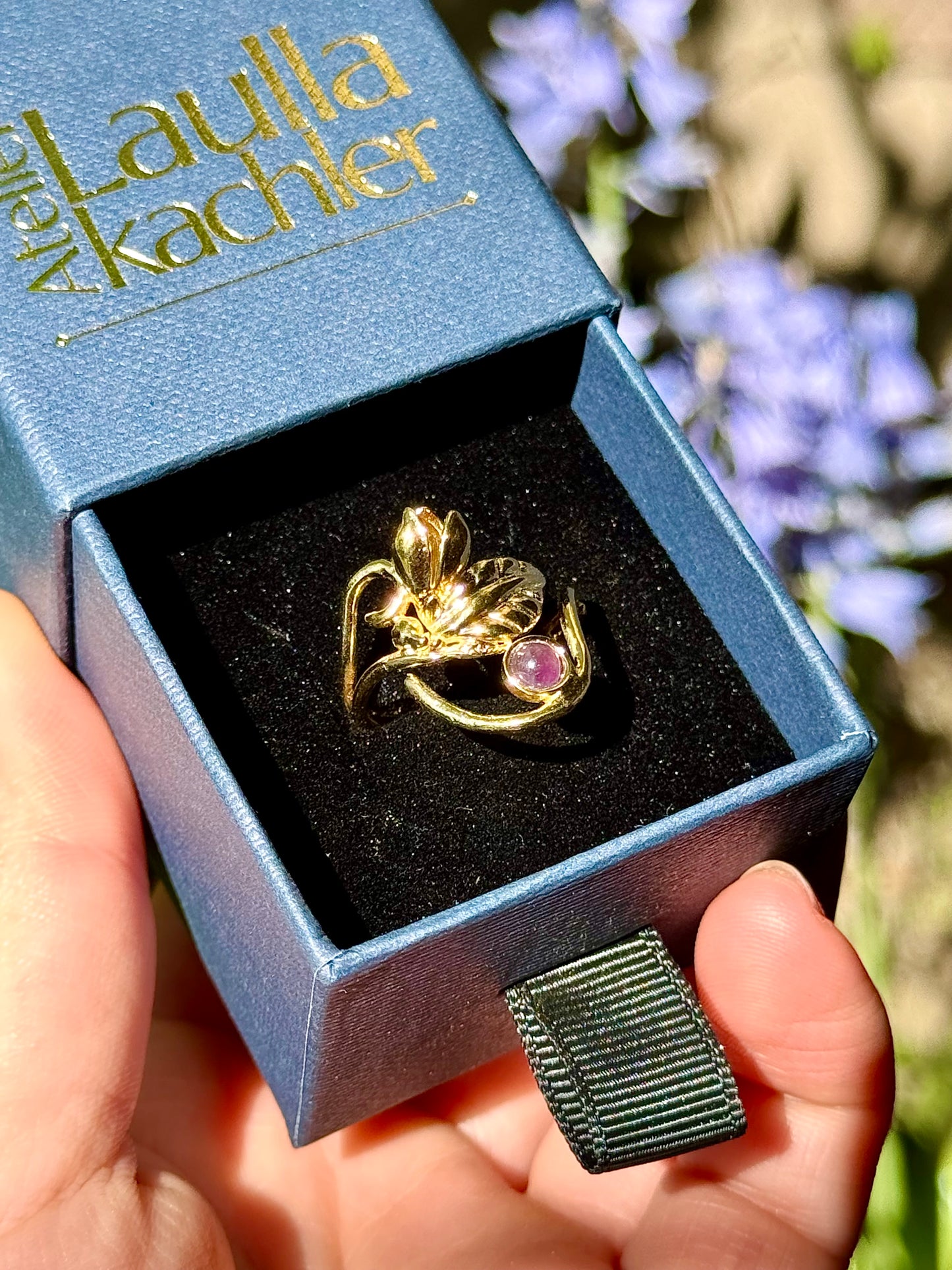 Bague Crocus Sauvage - plaqué or et améthyste