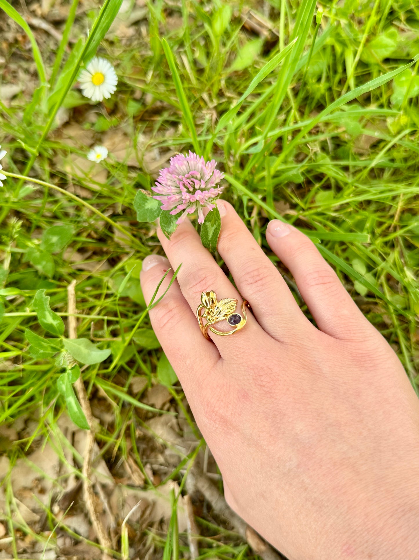 Bague Crocus Sauvage - plaqué or et améthyste