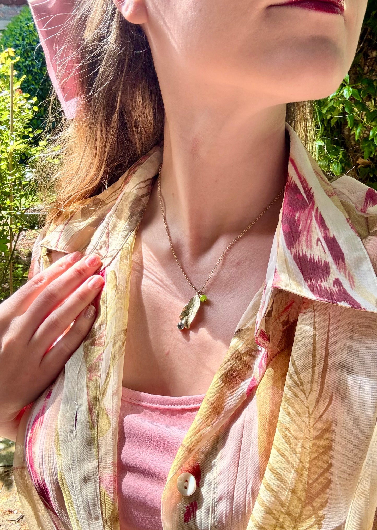 Collier Au bords d’un lac - plaqué or et aigue-marine