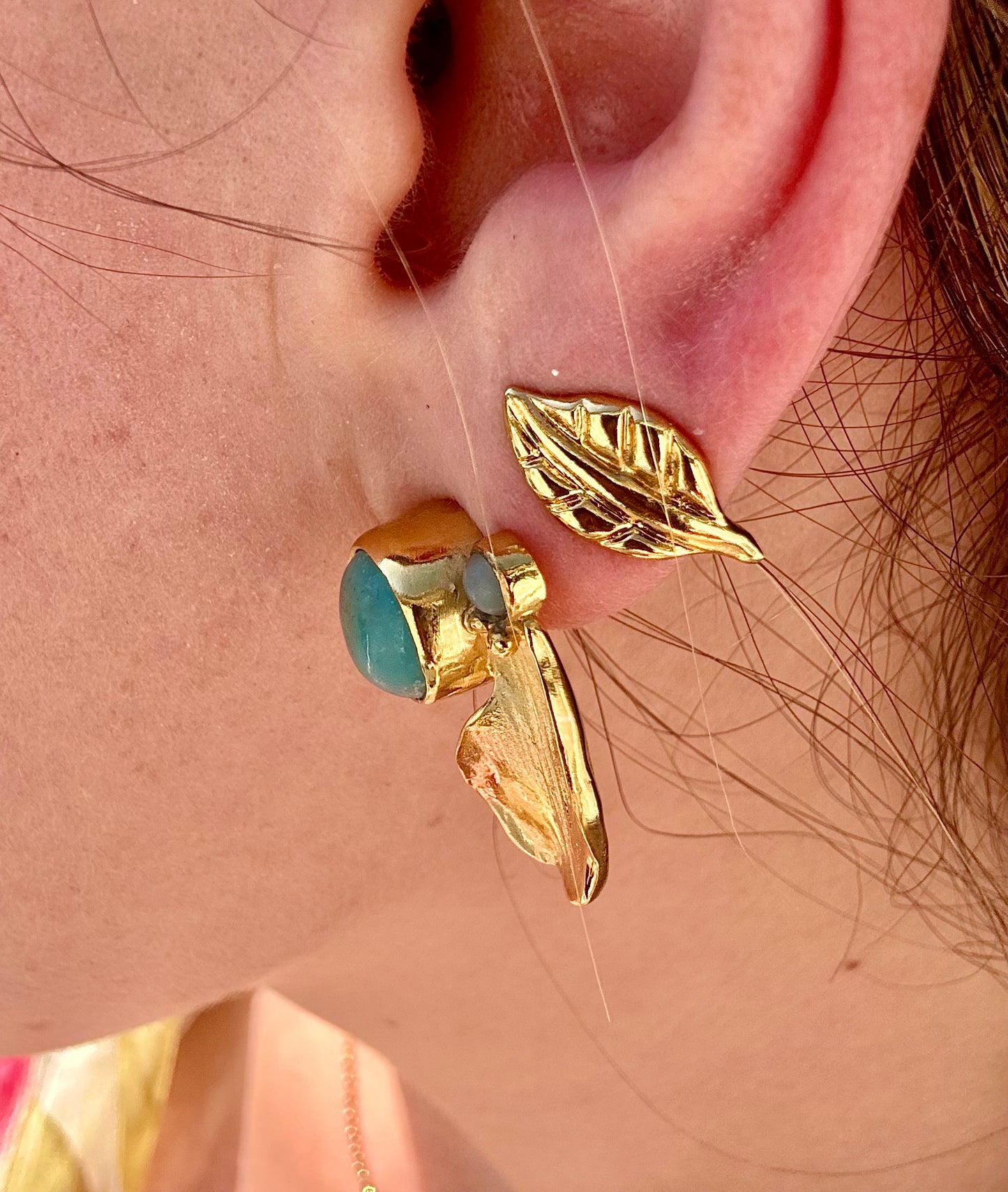 Boucles d’oreilles Jardin d’Azur  - plaqué or et calcédoine