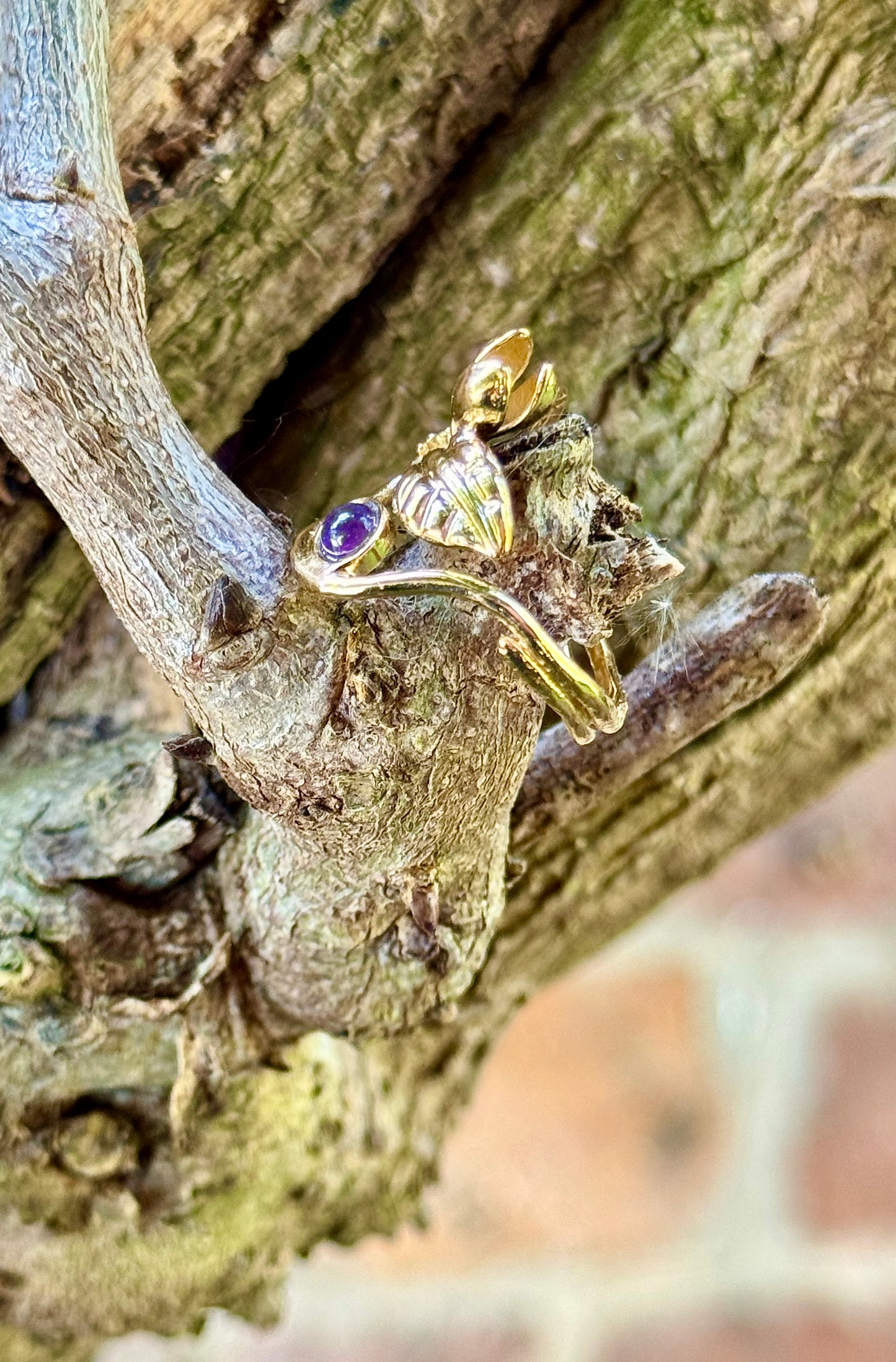 Bague Crocus Sauvage - plaqué or et améthyste