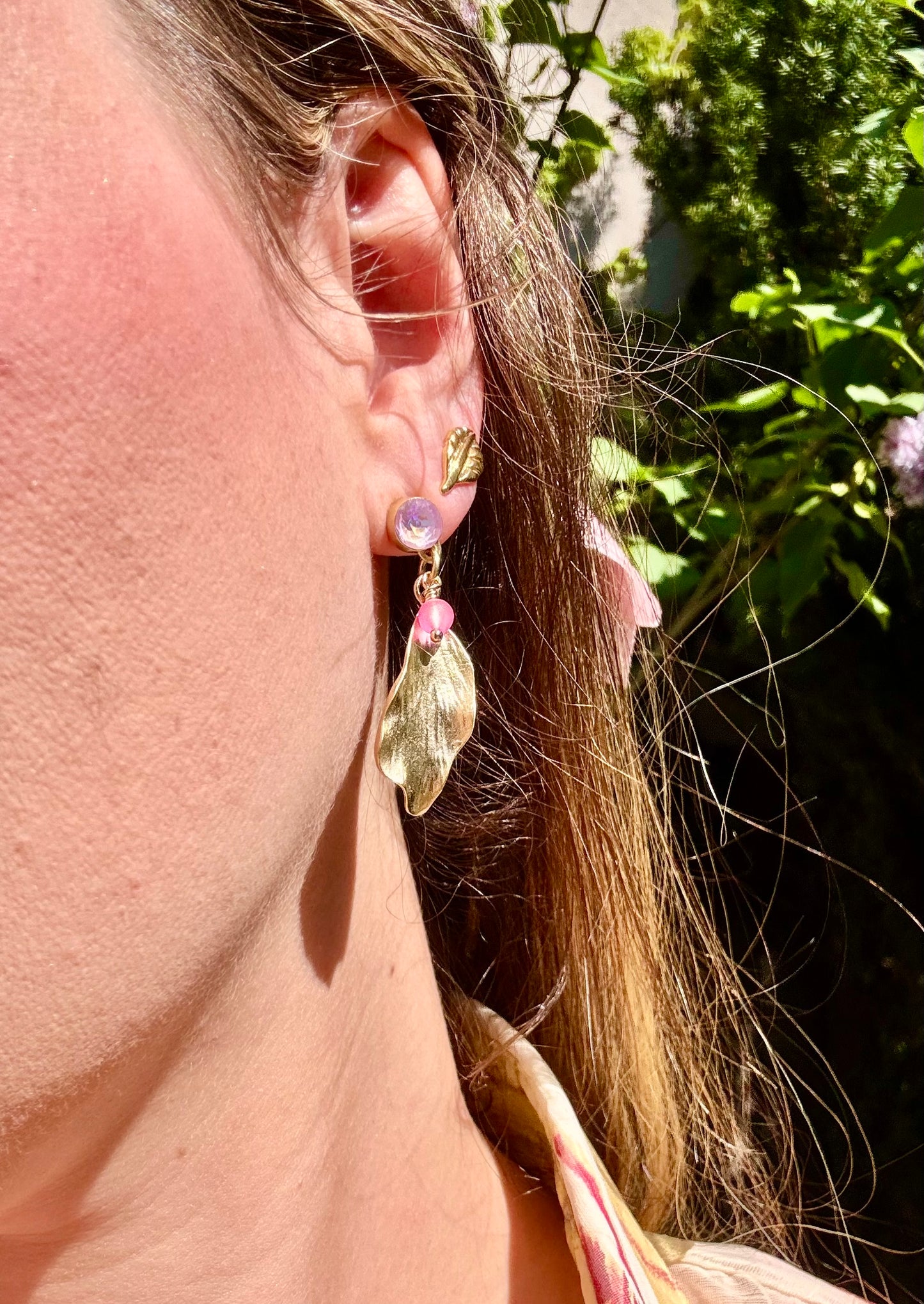 Boucles d’oreilles Doux Matin - plaqué or et cristal