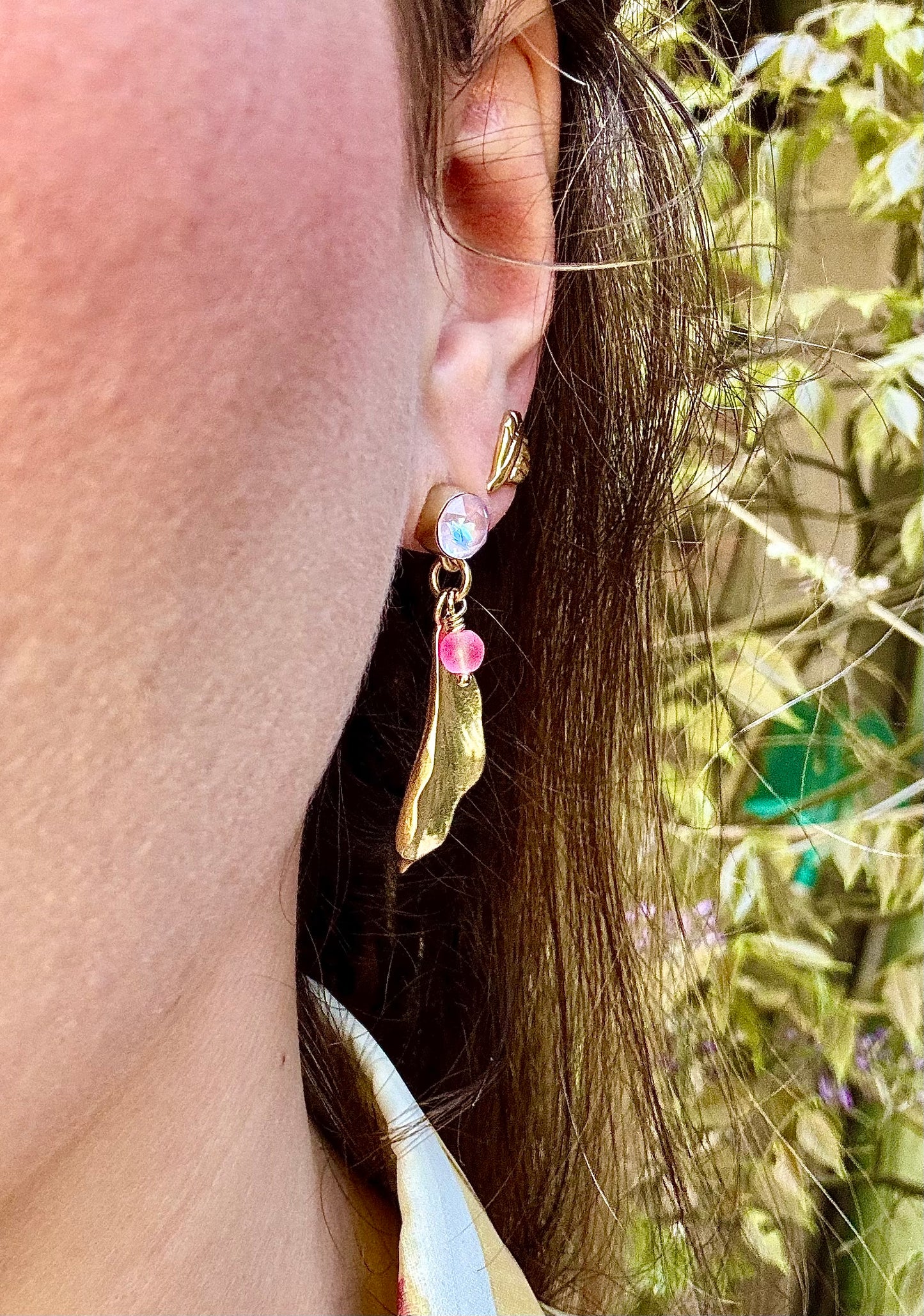 Boucles d’oreilles Doux Matin - plaqué or et cristal