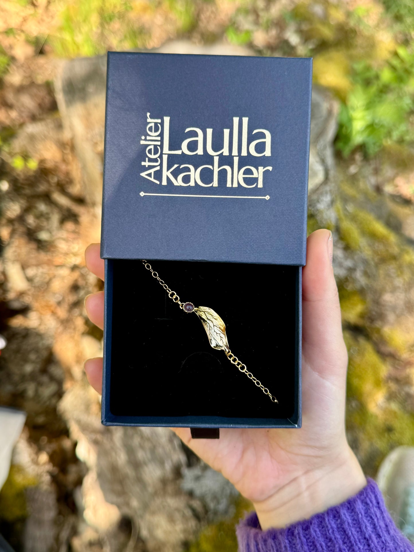 Bracelet « Née des Racines » - améthyste et plaqué or