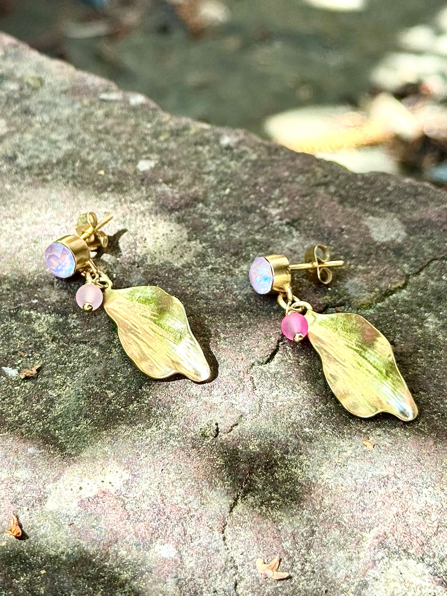 Boucles d’oreilles Doux Matin - plaqué or et cristal
