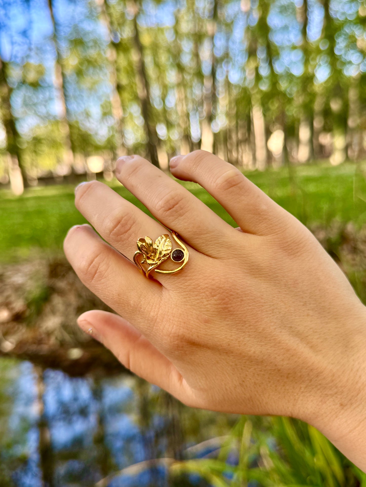 Bague Crocus Sauvage - plaqué or et améthyste