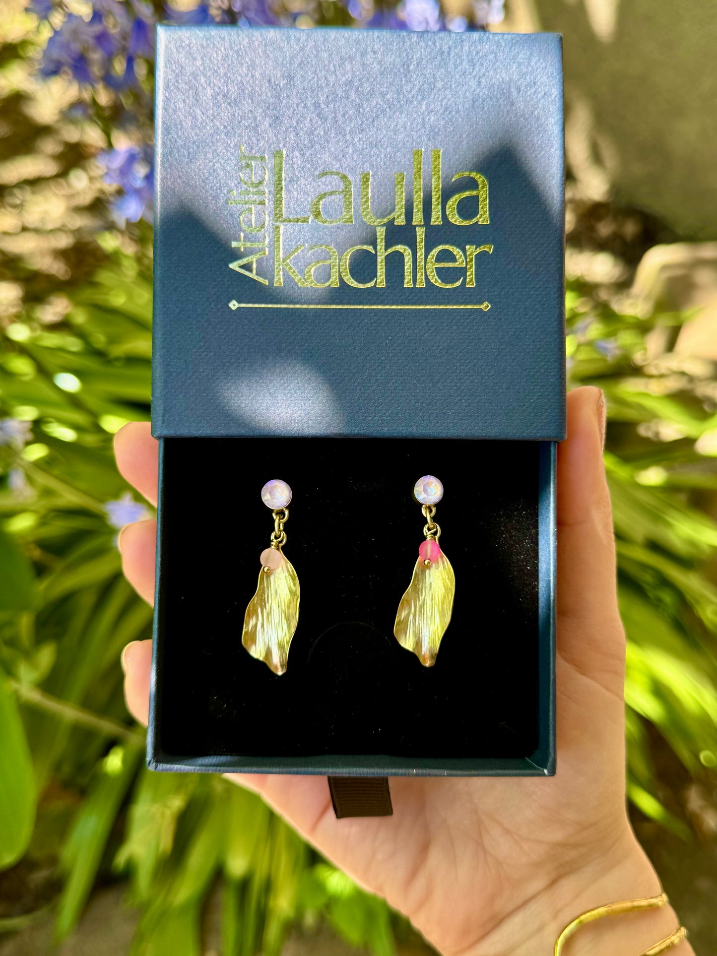 Boucles d’oreilles Doux Matin - plaqué or et cristal