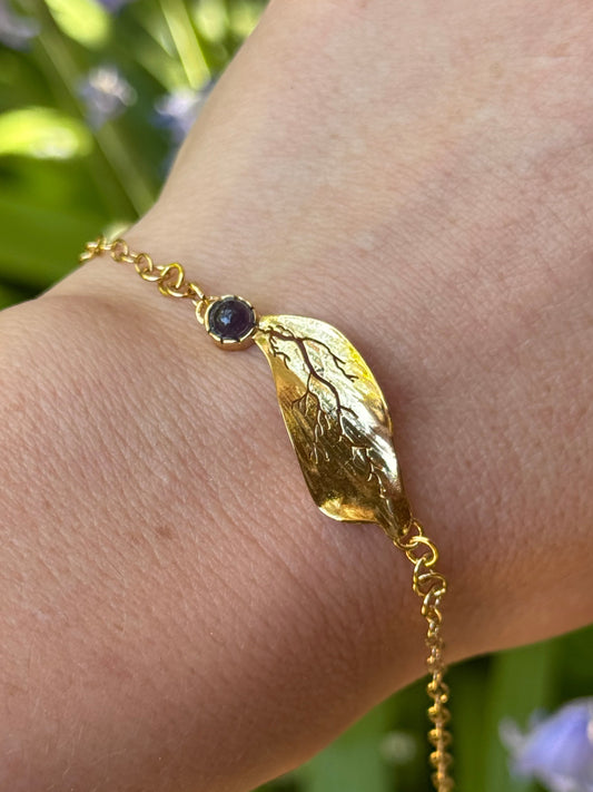 Bracelet « Née des Racines » - améthyste et plaqué or