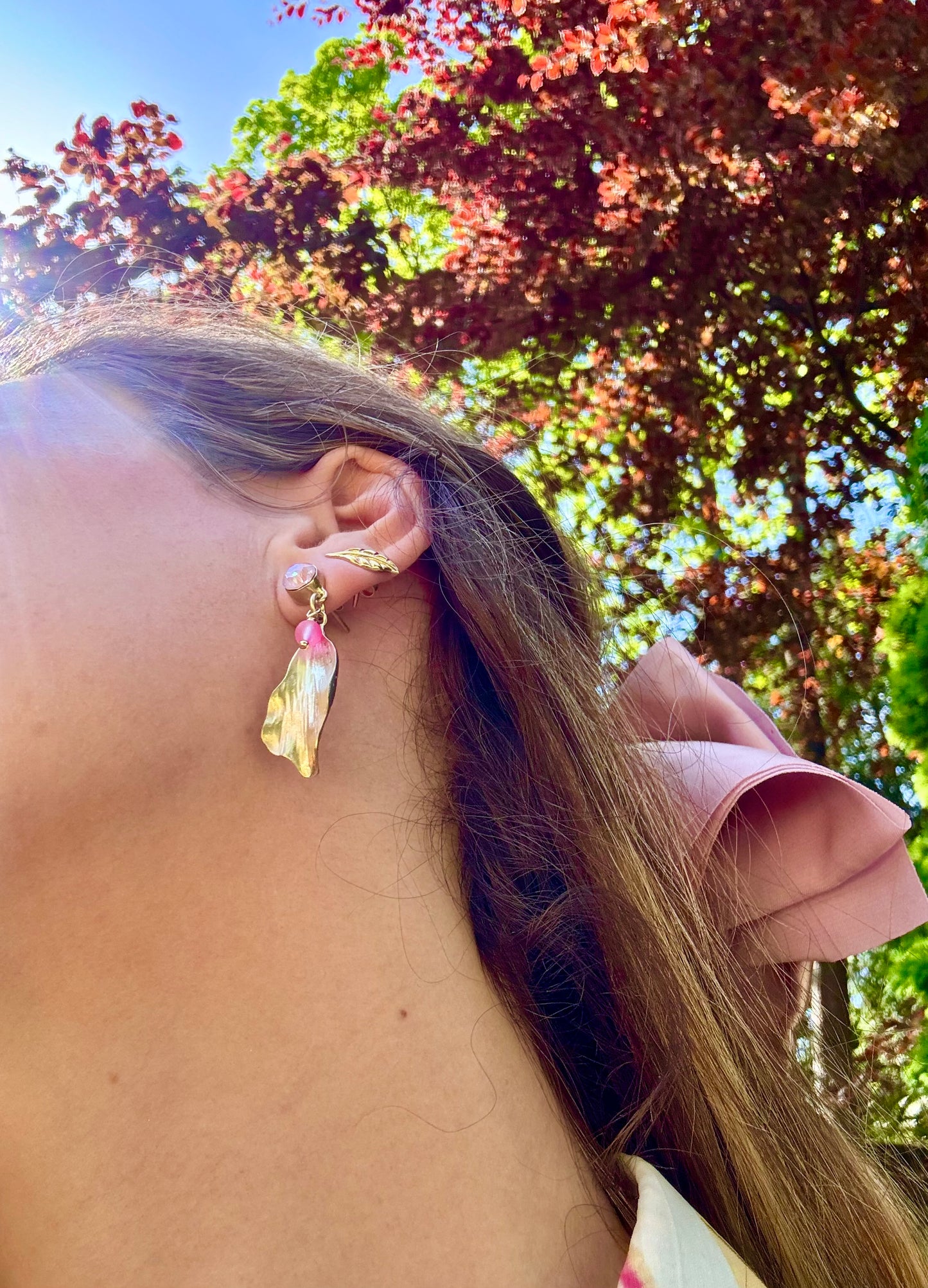 Boucles d’oreilles Doux Matin - plaqué or et cristal