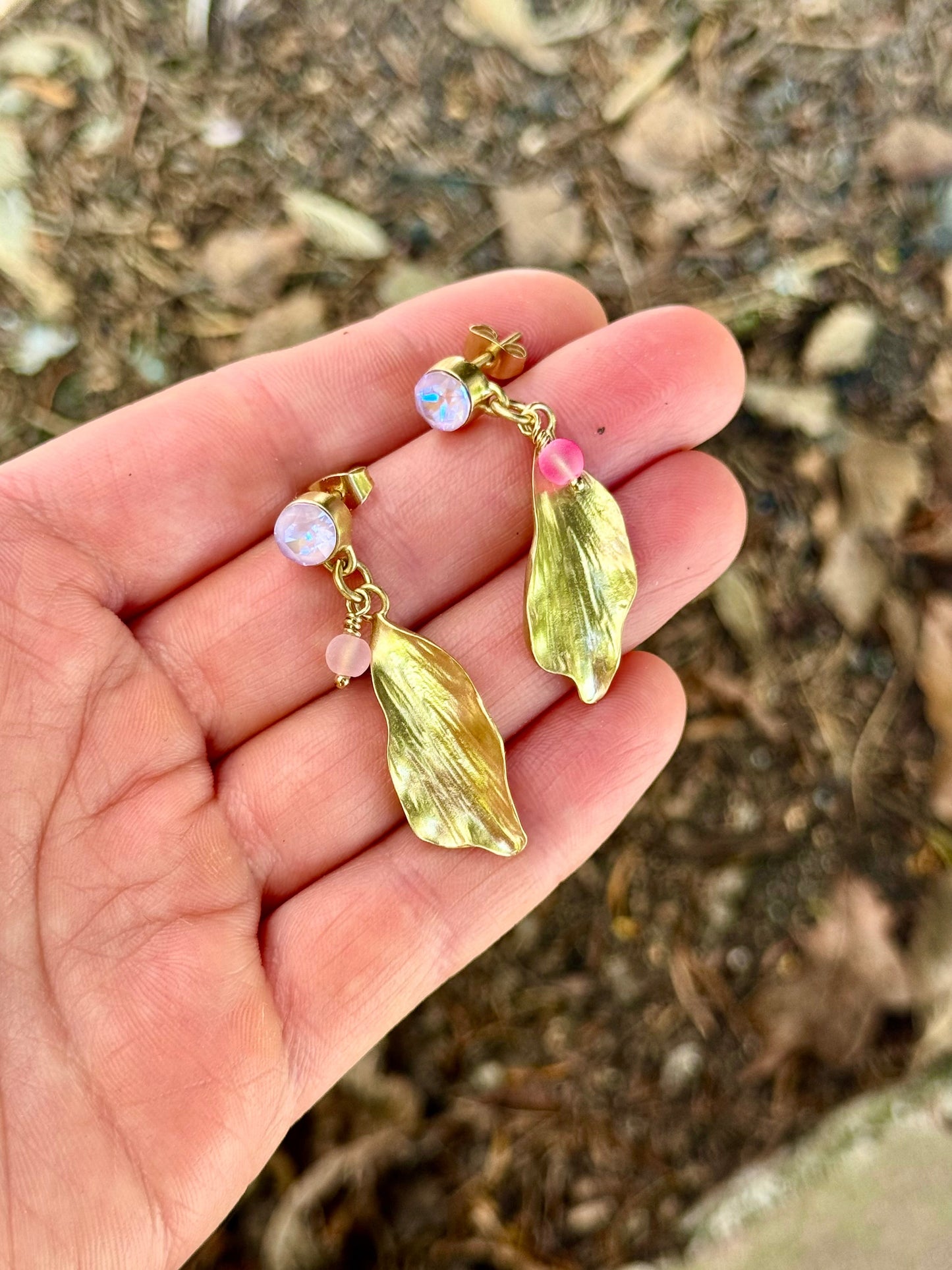 Boucles d’oreilles Doux Matin - plaqué or et cristal