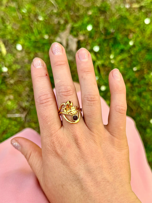 Bague Crocus Sauvage - plaqué or et améthyste